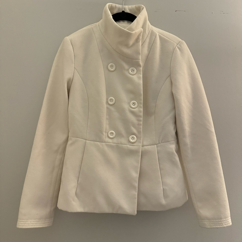 White Double-Breasted Peacoat
